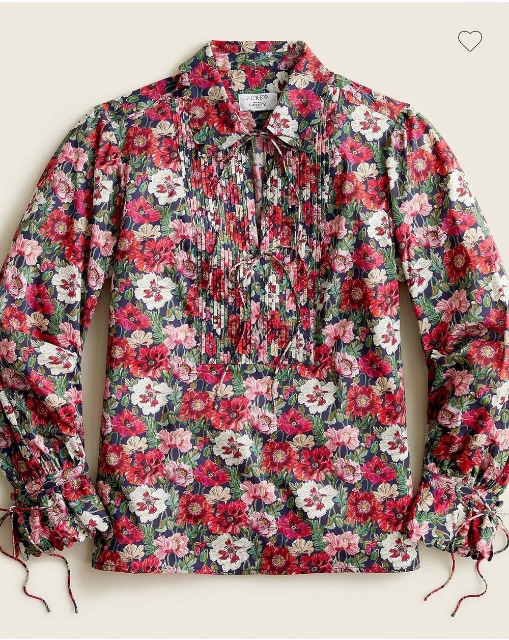 J.Crew Liberty Fabric Poppy Floral Pintuck Ruffle Blouse Medium
